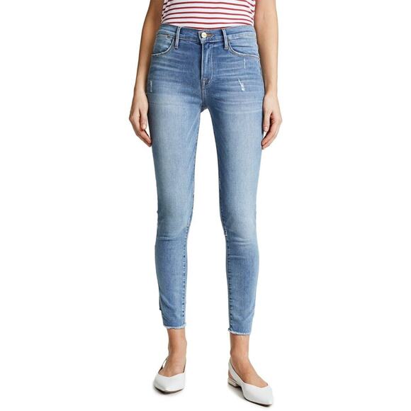 NWT FRAME Le High Skinny Jeans Brummel Wash Size 31 High Rise Raw Hem 28" Inseam - Picture 1 of 16